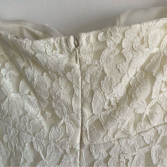 Red Clover White Lace Strapless Short Mini Skater Dress - Picture 4 of 5